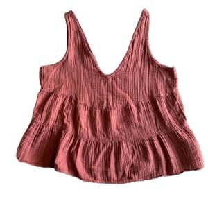 Gap M dusty pink/coral sleeveless V-neck flowy top 100% cotton